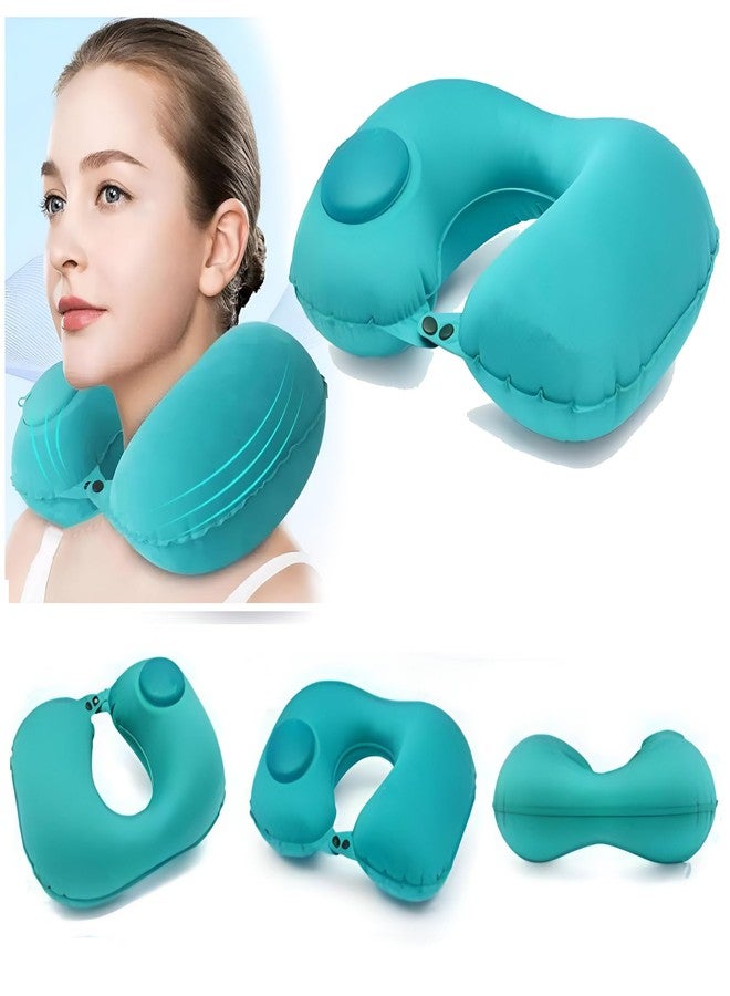 KESRINPLUS Button Travel Neck Pillow - Portable Push Type Automatic Inflatable U-Shaped Pillow for Comfortable Travel - Image 1